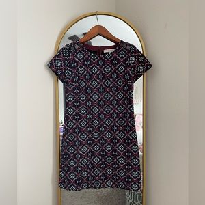 Loft quilted geometric pattern shift dress